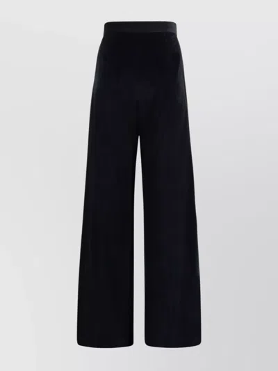Max Mara Velvet Corduroy High Waist Pleated Trousers In Black