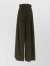 Max Mara Velvet High Waist Wide Leg Trousers In Brown