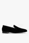 Max Mara Velvet Loafers With Leather Trims In Black