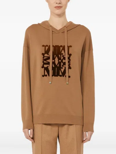 Max Mara Velvet-logo Hoodie In Brown