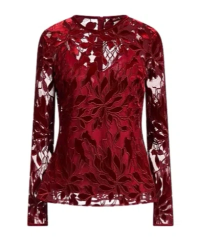 Max Mara Velvet Long-sleeved Top In Red