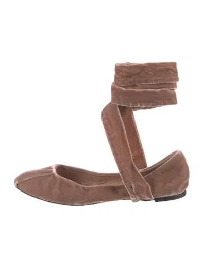 Pre-owned Max Mara Velvet Mules In Neutral