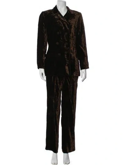 Pre-owned Max Mara Velvet Pantsuit In Brown