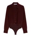 Max Mara Velvet Shirt Jumpsuit In Burgundy