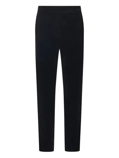 Max Mara Velvet-texture Side-stripe Trousers In Black