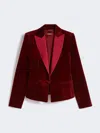 Max Mara Velvet Tuxedo Jacket In Red