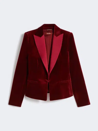 Max Mara Velvet Tuxedo Jacket In Burgundy