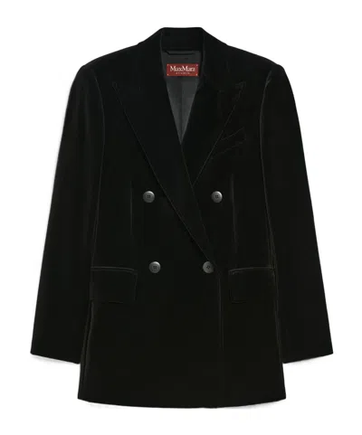Max Mara Velvet Tuxedo Suit Coat In Black