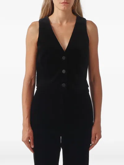 Max Mara Velvet V-neck Waistcoat In Black