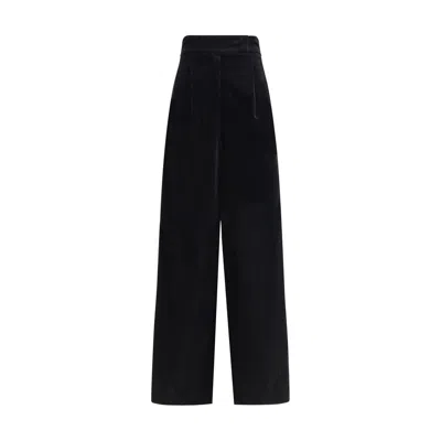 Max Mara Velvet Wide Leg Pants In Black