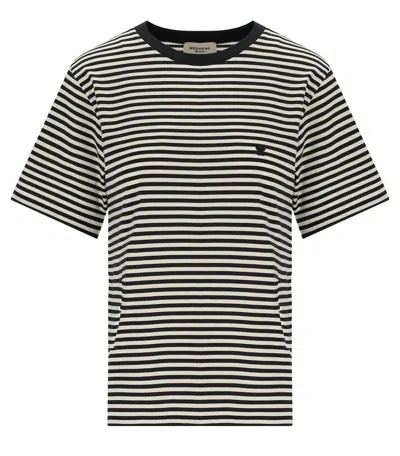 Max Mara Venaco Black White Striped T-shirt In Multi