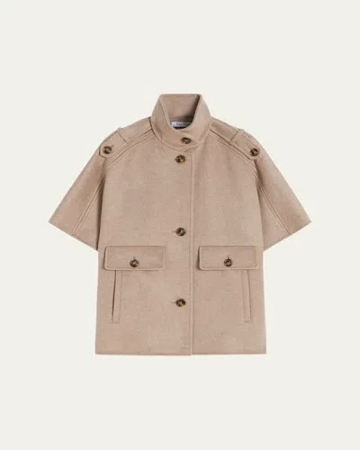 Max Mara Venerpv Cashmere Short-sleeve Cape In Sand