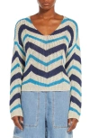 Max Mara Venusia Zigzag-intarsia Linen Jumper In Navy
