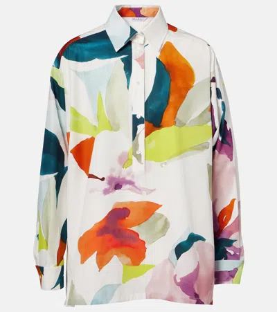 Max Mara Verace Printed Cotton Top In White