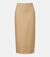 Max Mara Veranda Diagonal Slim Skirt Of Camel Linen In Brown