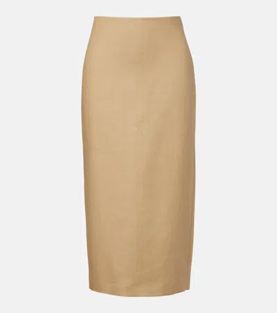 Max Mara Veranda Linen Pencil Skirt In Brown