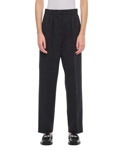 Max Mara Embroidered Wool Minnie Pant In Black