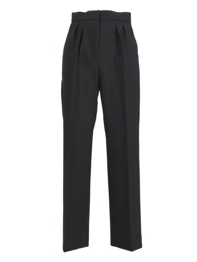 Max Mara Verbano Slim Fit Stretch Wool Trousers In Black