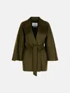 Max Mara 'verna' Camel Coat With Moss Green Belt In Green