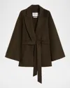 Max Mara Verna Cape-sleeve Camel Hair Wrap Coat In Multi