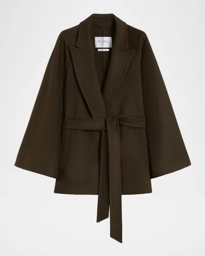 Max Mara Verna Cape-sleeve Camel Hair Wrap Coat In Multi