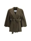 Max Mara Camel-wool Belted Coat In Green