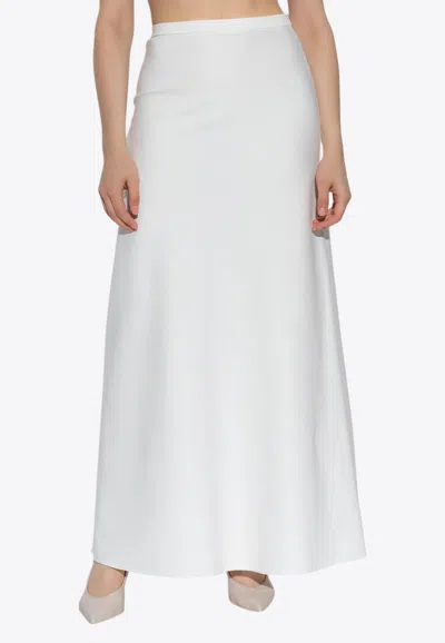Max Mara Vernice Logo Flared Maxi Skirt In White