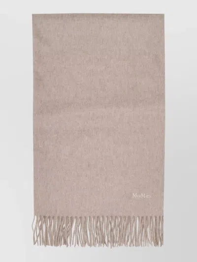 Max Mara Versatile Stole Scarf Wrap Fringed Edges In Brown