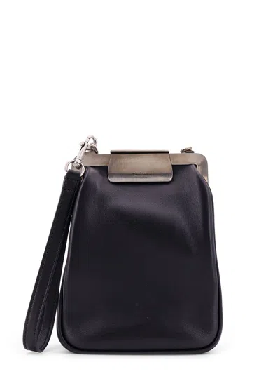 Max Mara Vertical Logo Engraved Small Shoulder Bag In Black