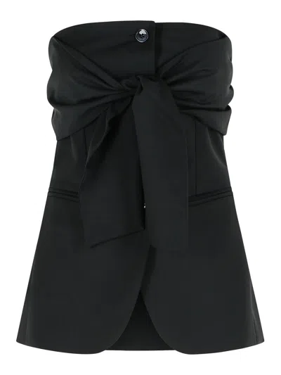 MAX MARA VERUSKA BLACK VIRGIN WOOL BUSTIER TOP