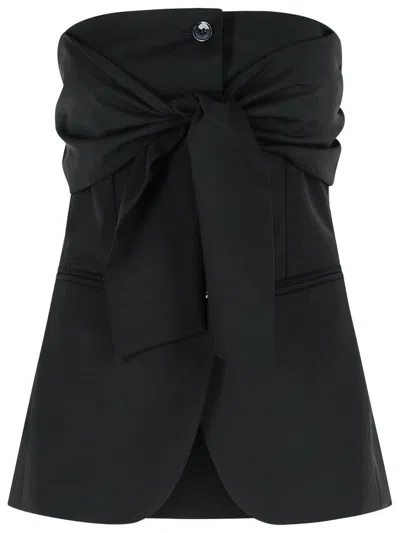 Max Mara 'veruska' Black Virgin Wool Bustier Top Women