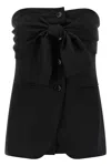 Max Mara Veruska Strapless Tie-front Wool-canvas Top In Black