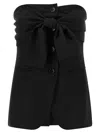 Max Mara Veruska Strapless Tie-front Wool-canvas Top In Black