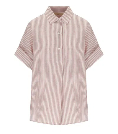 Max Mara Verve Beige Linen Blouse In Brown