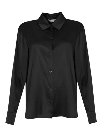 Max Mara Verve Silk Satin Shirt In Black