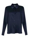 Max Mara Verve Silk Satin Shirt In Blue