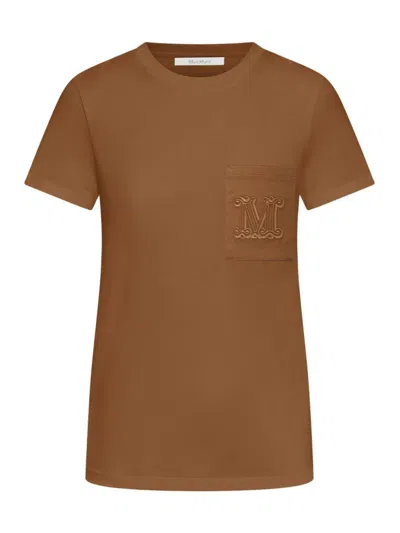 Max Mara Papaia Logo T-shirt With Pocket In Brown