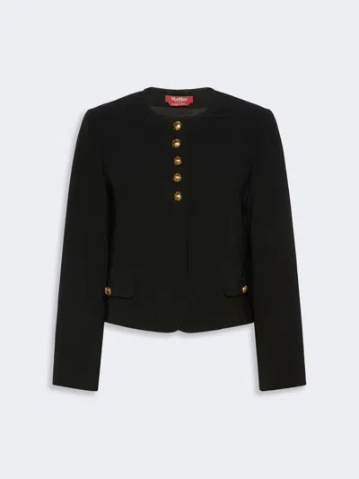 Max Mara Veste À Col Rond En Cady Technique In Black