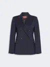 Max Mara Plain-weave Wool Double-breasted Jacket In Blue