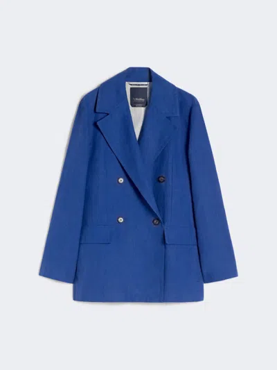 Max Mara Veste À Double Boutonnage En Toile De Lin In Blue
