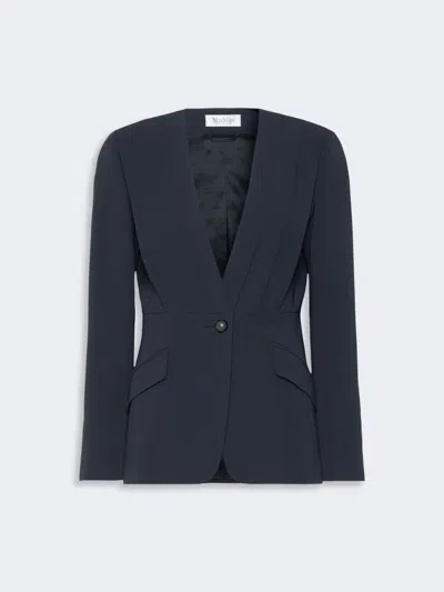 Max Mara Veste À Simple Boutonnage En Cady Compact In Blue