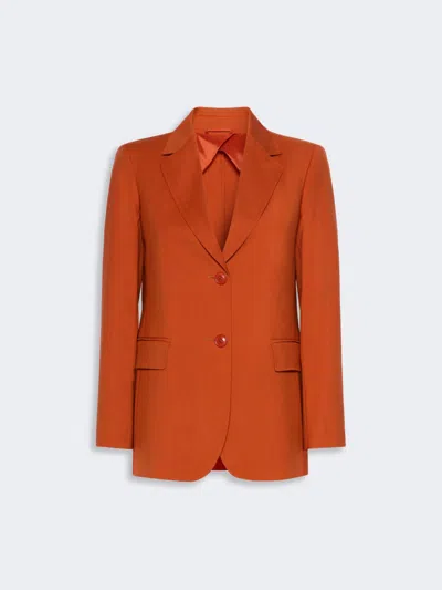 Max Mara Veste À Simple Boutonnage En Toile De Laine In Orange