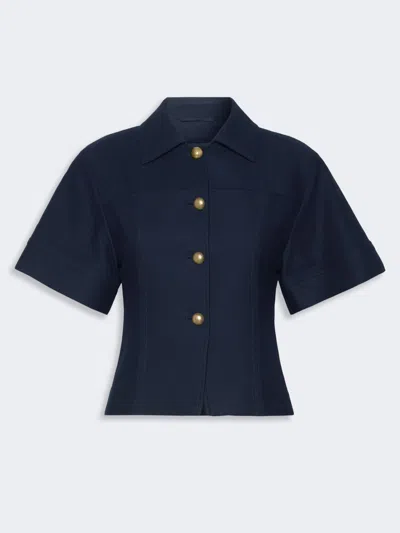 Max Mara Veste Ajustée En Jersey De Coton In Blue