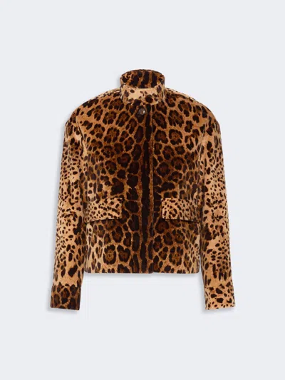 Max Mara Veste Boxy En Velours Lisse Imprimé In Brown