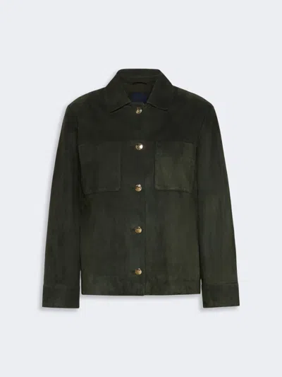 Max Mara Veste Chemise En Cuir Suédé In Green