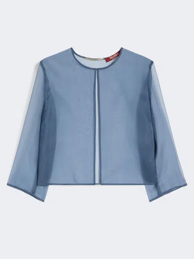 Max Mara Veste Courte En Organza De Soie In Blue