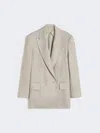 Max Mara Double-breasted Linen Blazer With Wide Lapels In Neutral