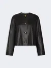 Max Mara Raglan-sleeve Leather Single-breasted Jacket In Black