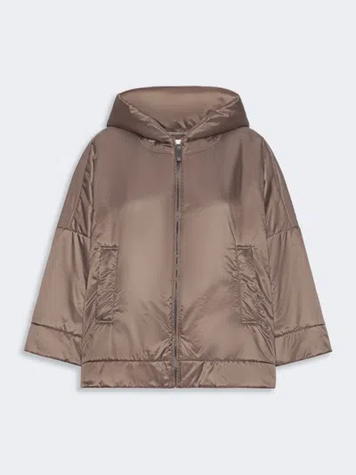 Max Mara Veste Rembourrée Avec Capuche En Toile Déperlante In Brown