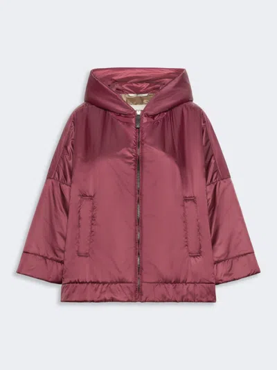 Max Mara Veste Rembourrée Avec Capuche En Toile Déperlante In Pink
